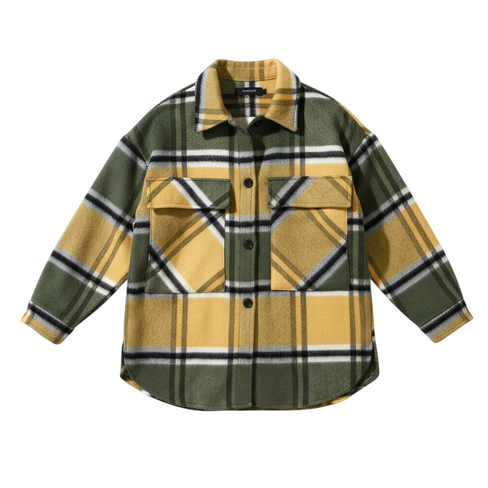 Women’s Checked Single-Breasted Coat-Vyana Collective