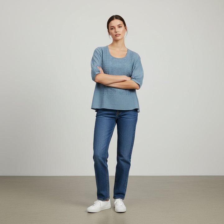Women's Cotton Embroidered T-Shirt-Vyana Collective
