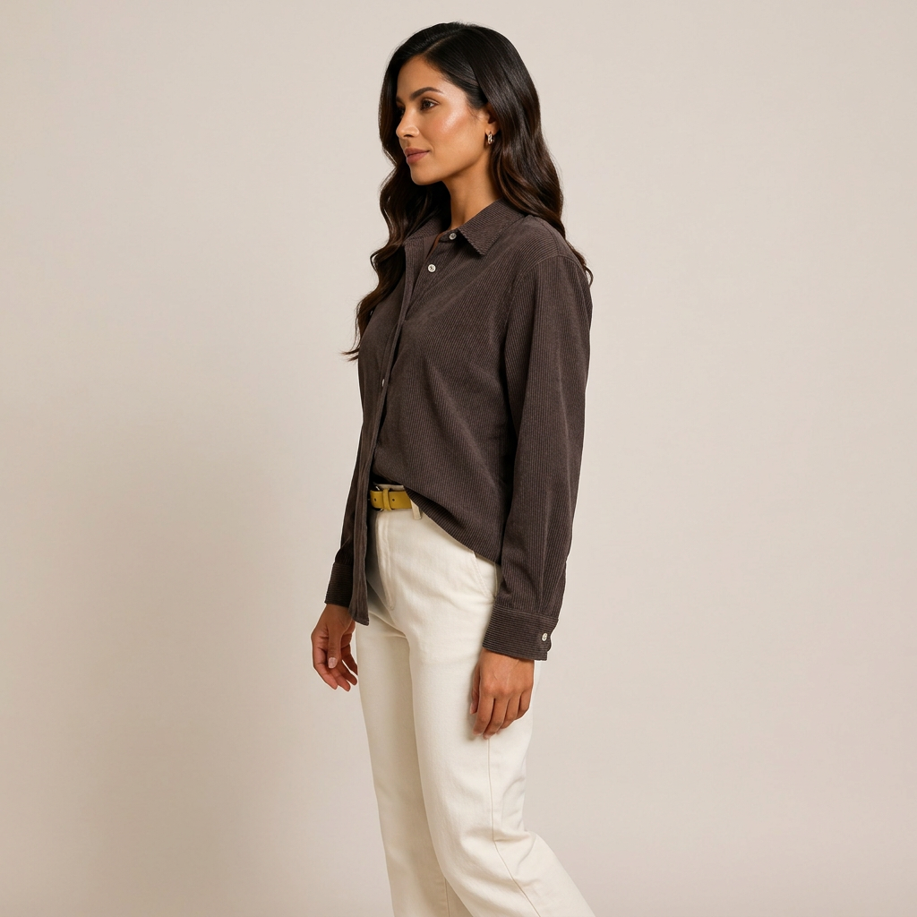 Women’s Cotton-Linen Fine Stripe Relaxed Button-Down Shirt-Vyana Collective