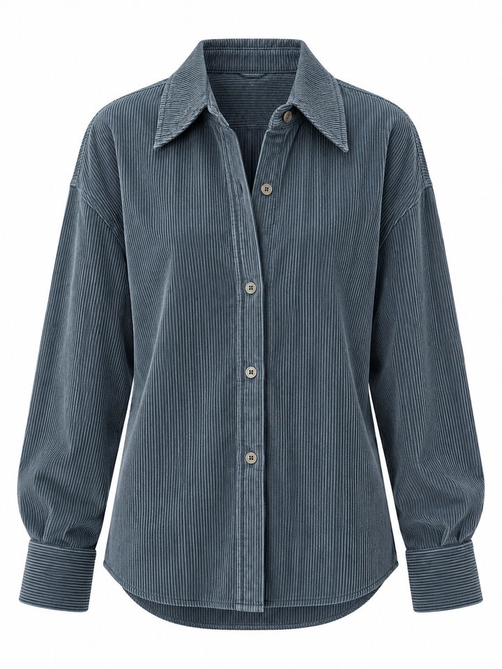 Women’s Cotton-Linen Fine Stripe Relaxed Button-Down Shirt-Vyana Collective