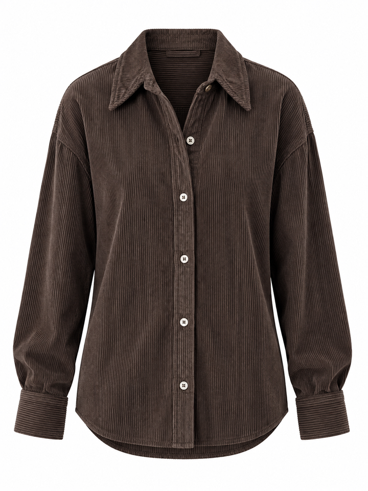 Women’s Cotton-Linen Fine Stripe Relaxed Button-Down Shirt-Vyana Collective