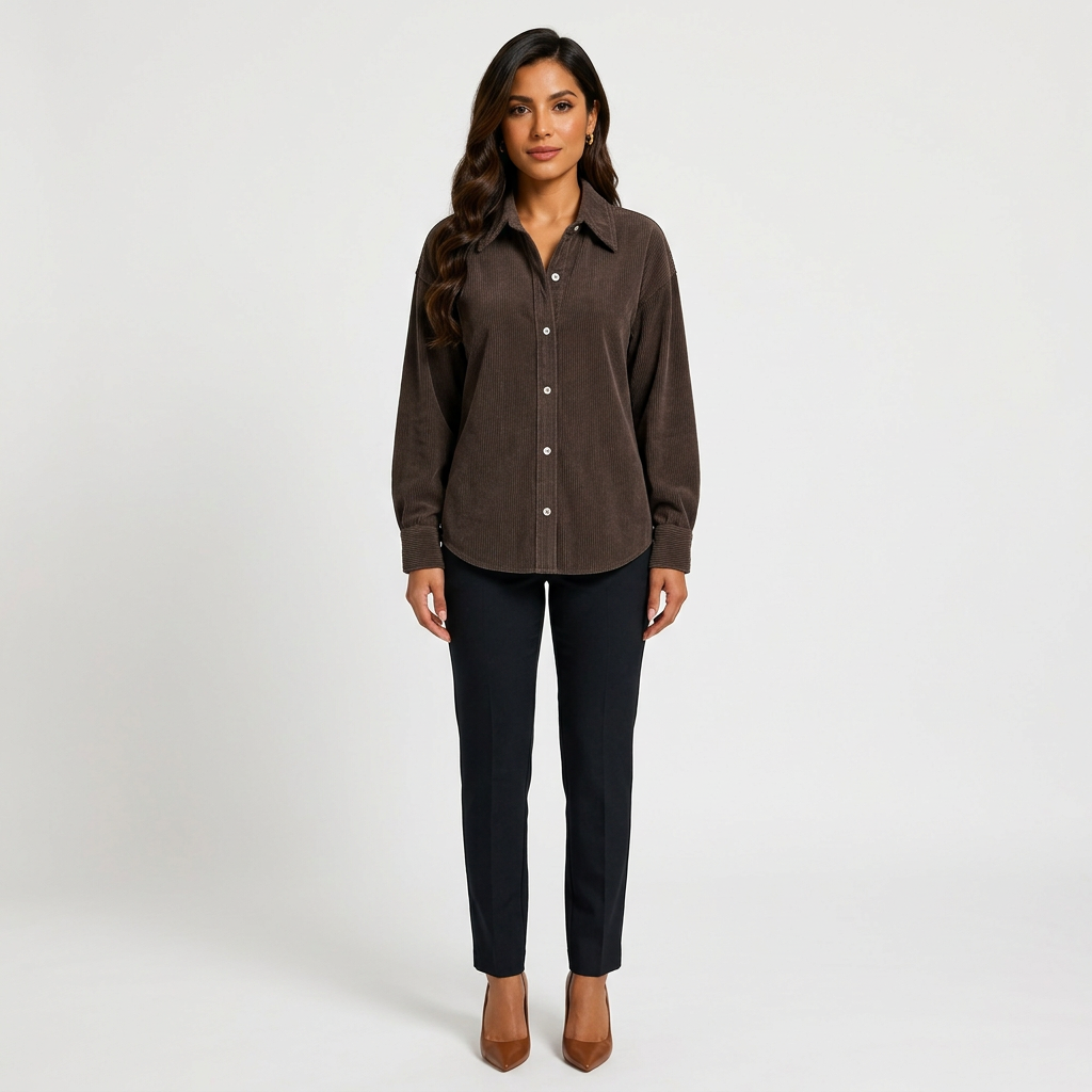 Women’s Cotton-Linen Fine Stripe Relaxed Button-Down Shirt-Vyana Collective