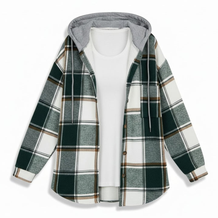 Women’s Cozy Plaid Hooded Jacket-Vyana Collective