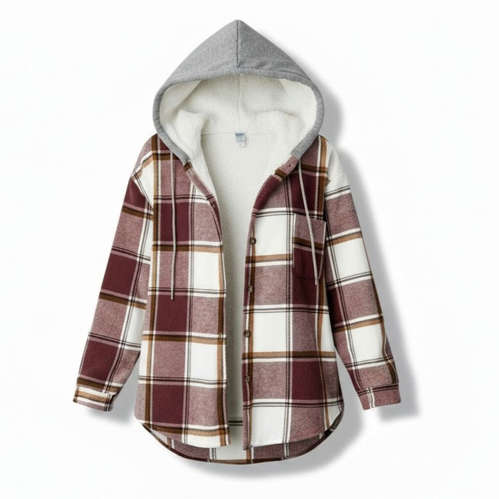 Women’s Cozy Plaid Hooded Jacket-Vyana Collective