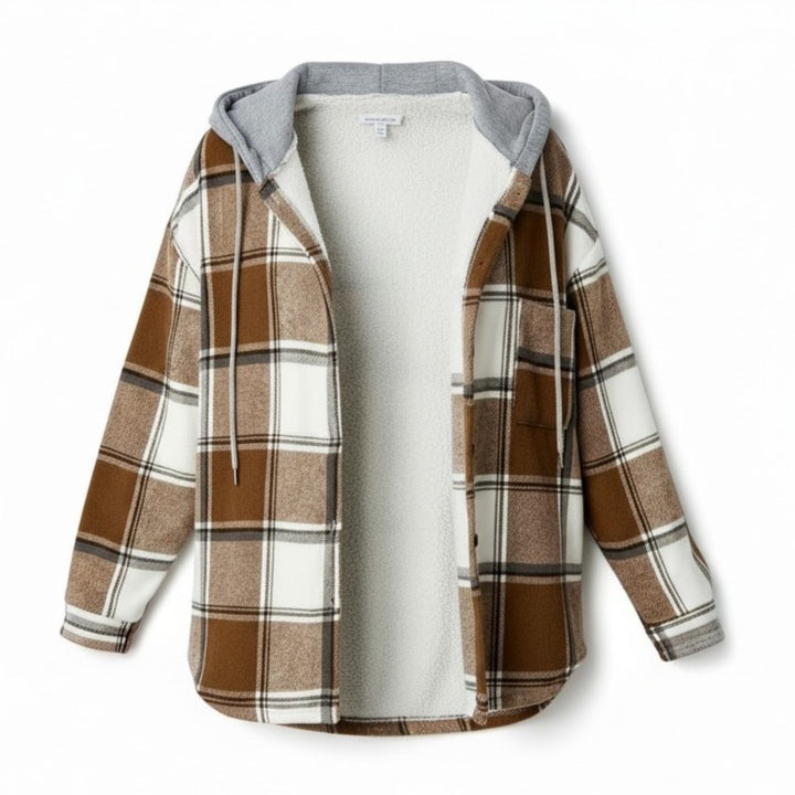 Women’s Cozy Plaid Hooded Jacket-Vyana Collective