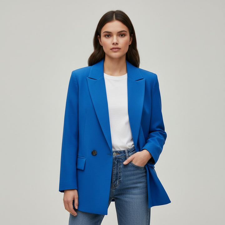 Women's Double-Breasted Long Sleeve Blazer Jacket-Vyana Collective