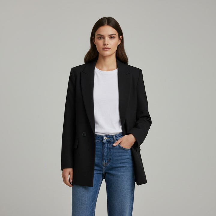 Women's Double-Breasted Long Sleeve Blazer Jacket-Vyana Collective