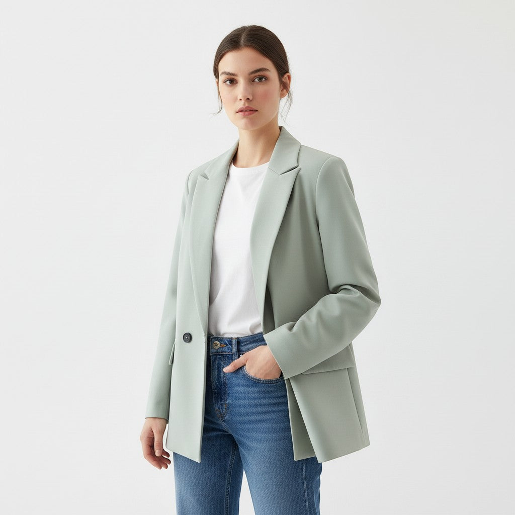 Women's Double-Breasted Long Sleeve Blazer Jacket-Vyana Collective