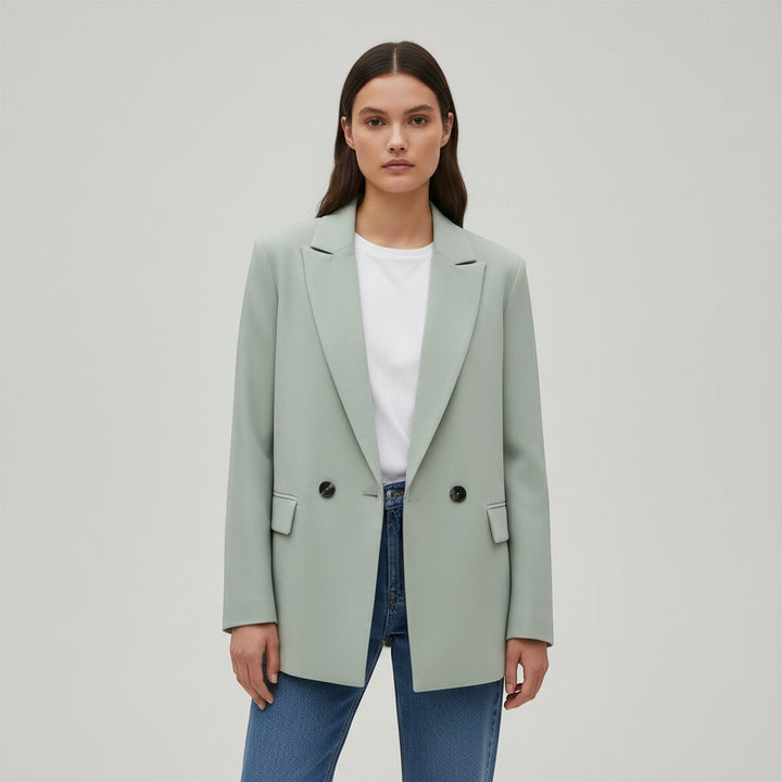 Women's Double-Breasted Long Sleeve Blazer Jacket-Vyana Collective