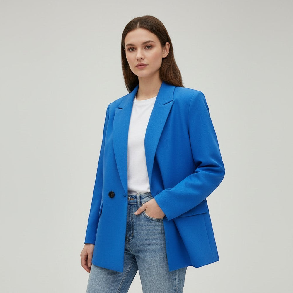 Women's Double-Breasted Long Sleeve Blazer Jacket-Vyana Collective