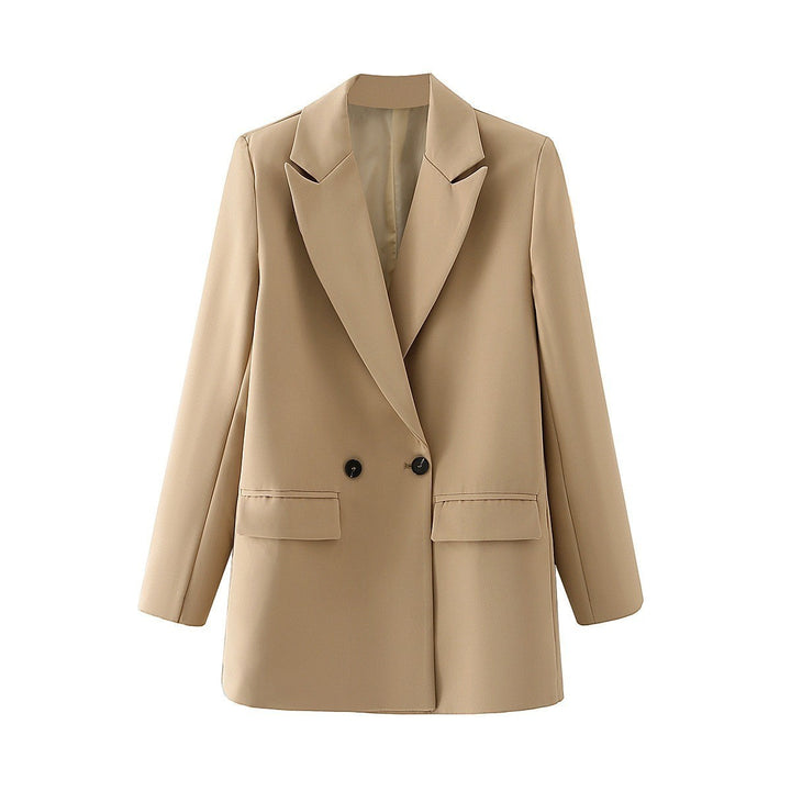 Women's Double-Breasted Long Sleeve Blazer Jacket-Vyana Collective