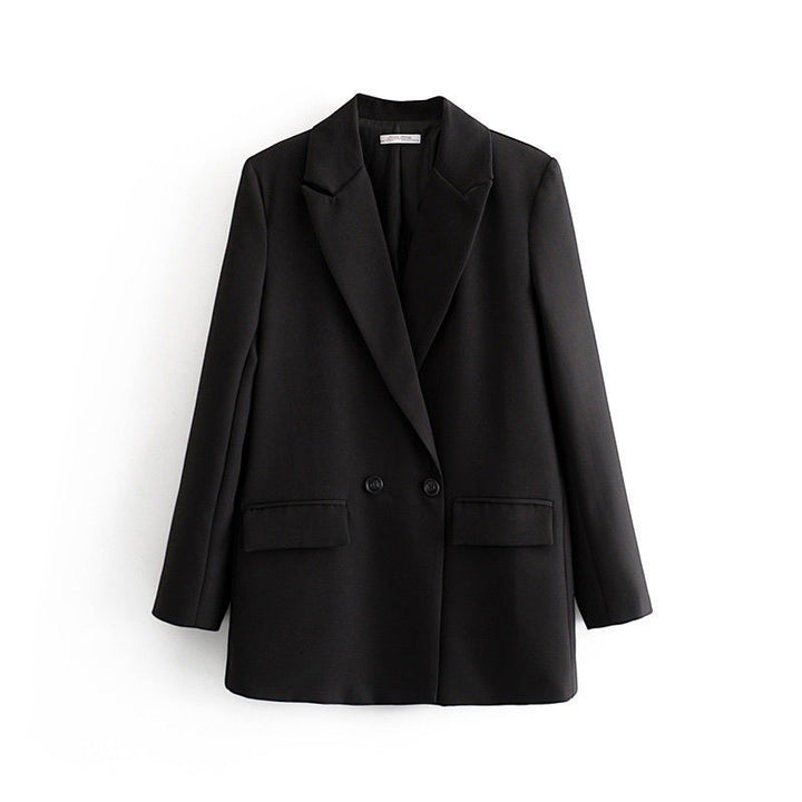 Women's Double-Breasted Long Sleeve Blazer Jacket-Vyana Collective