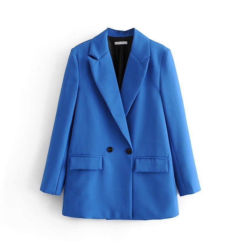 Women's Double-Breasted Long Sleeve Blazer Jacket-Vyana Collective