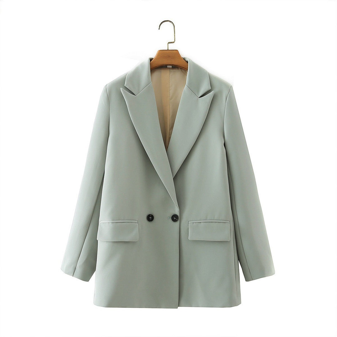 Women's Double-Breasted Long Sleeve Blazer Jacket-Vyana Collective