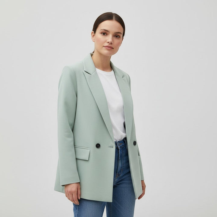 Women's Double-Breasted Long Sleeve Blazer Jacket-Vyana Collective