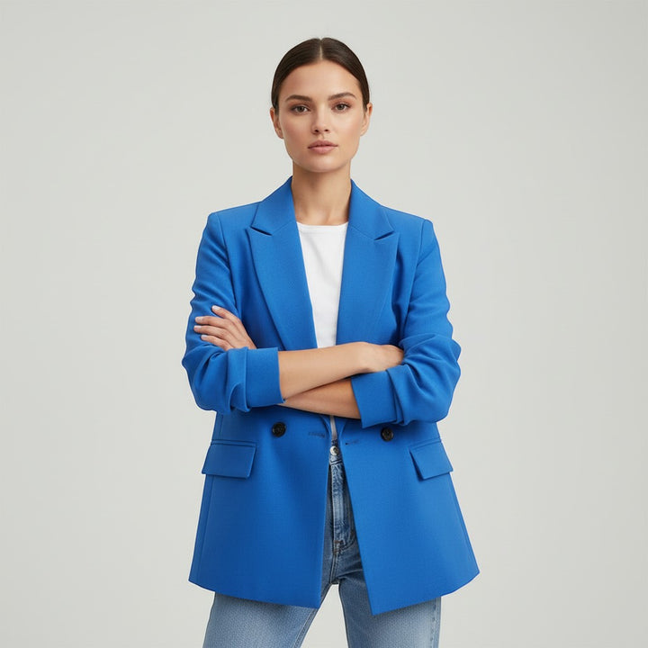 Women's Double-Breasted Long Sleeve Blazer Jacket-Vyana Collective