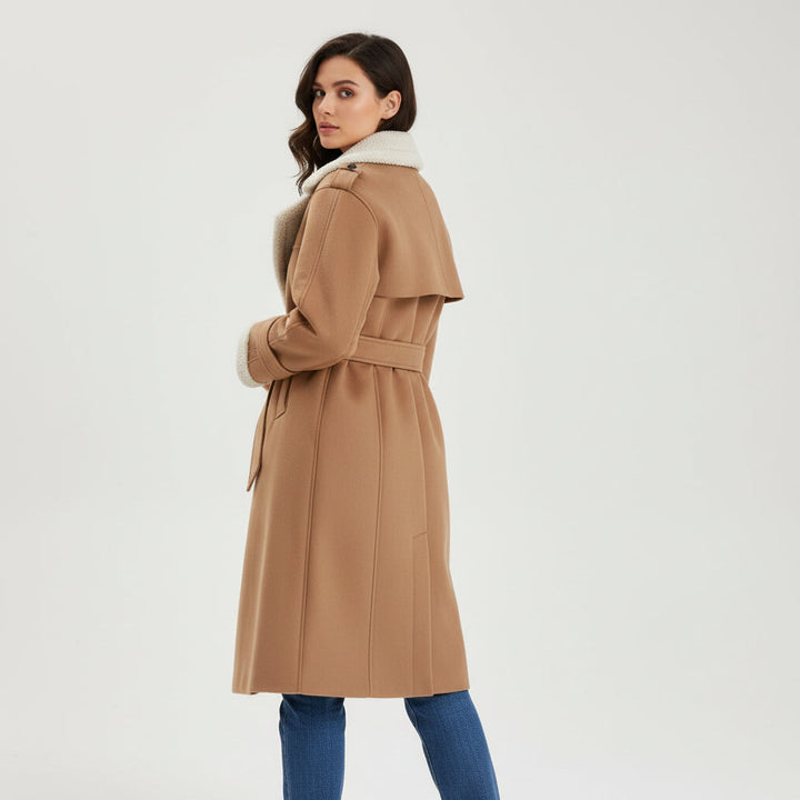 Women’s Double-Breasted Long Trench Coat-Vyana Collective