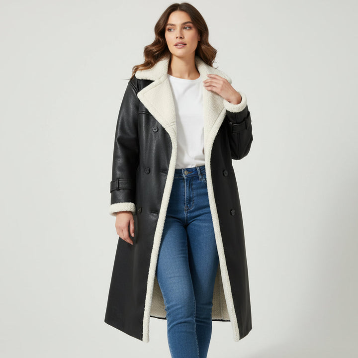 Women’s Double-Breasted Long Trench Coat-Vyana Collective