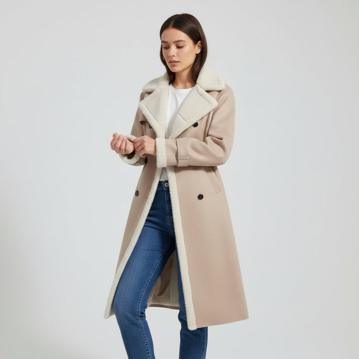 Women’s Double-Breasted Long Trench Coat-Vyana Collective