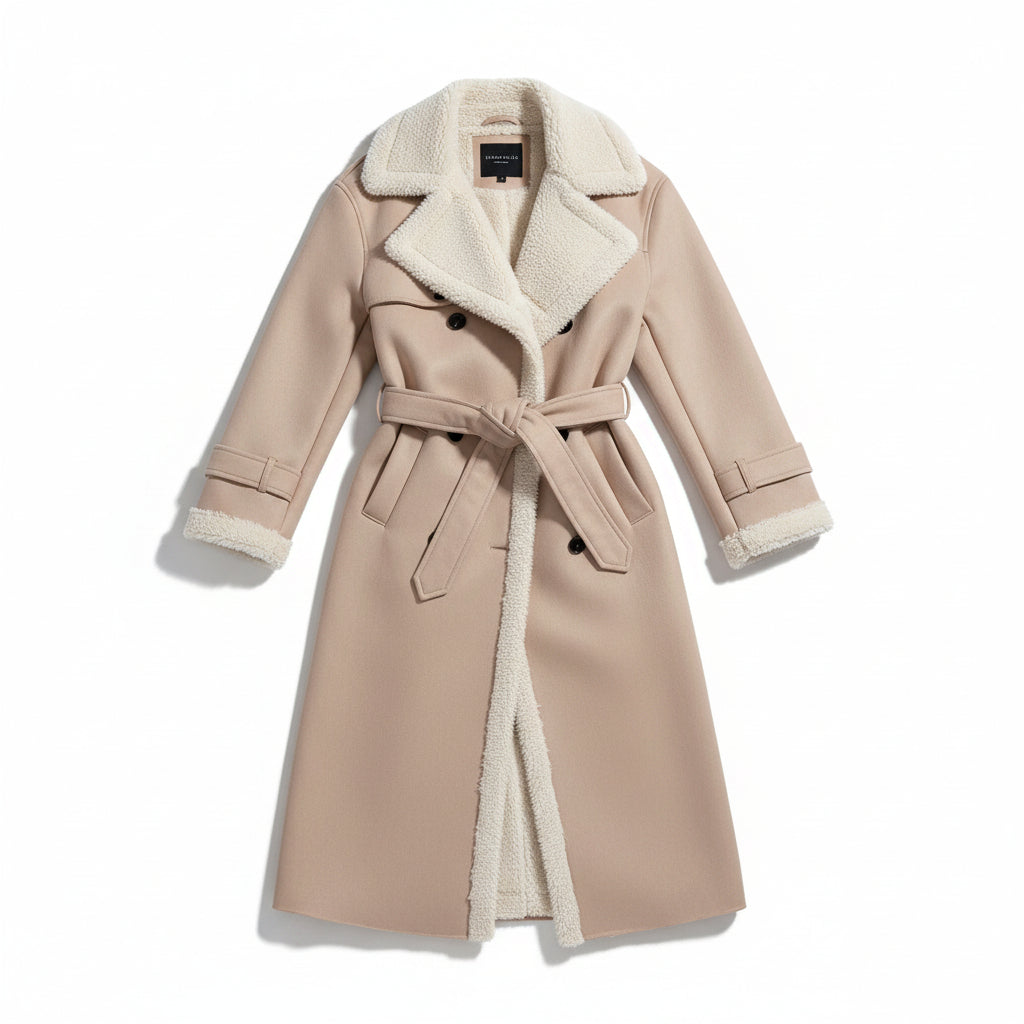 Women’s Double-Breasted Long Trench Coat-Vyana Collective