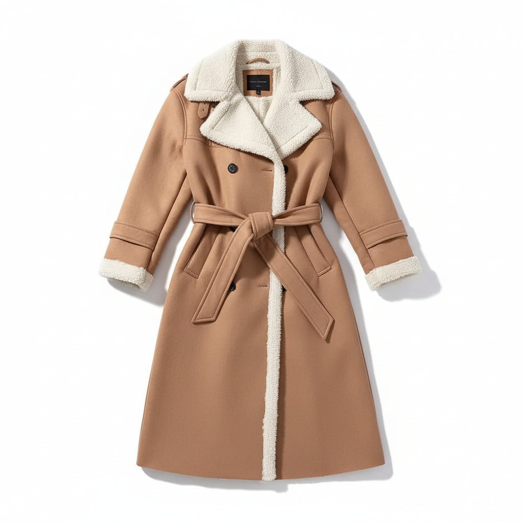 Women’s Double-Breasted Long Trench Coat-Vyana Collective
