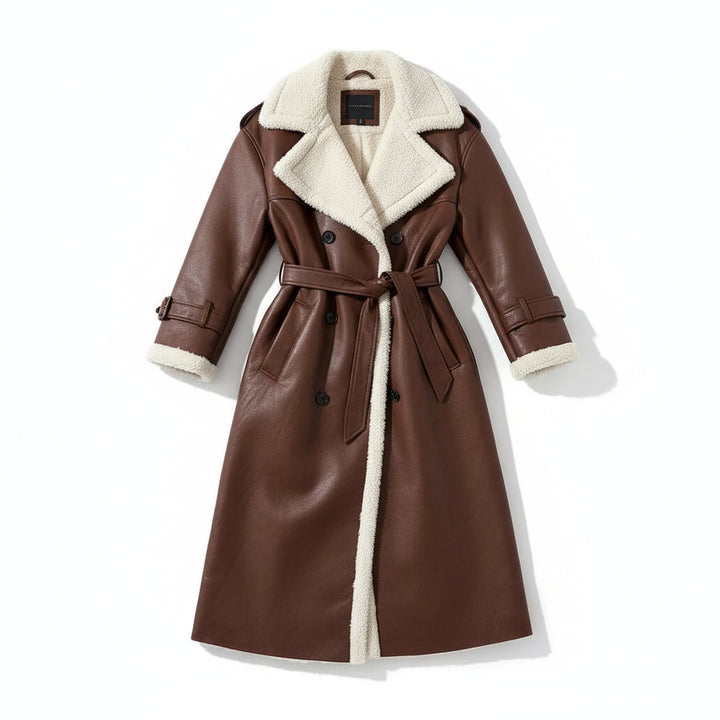 Women’s Double-Breasted Long Trench Coat-Vyana Collective