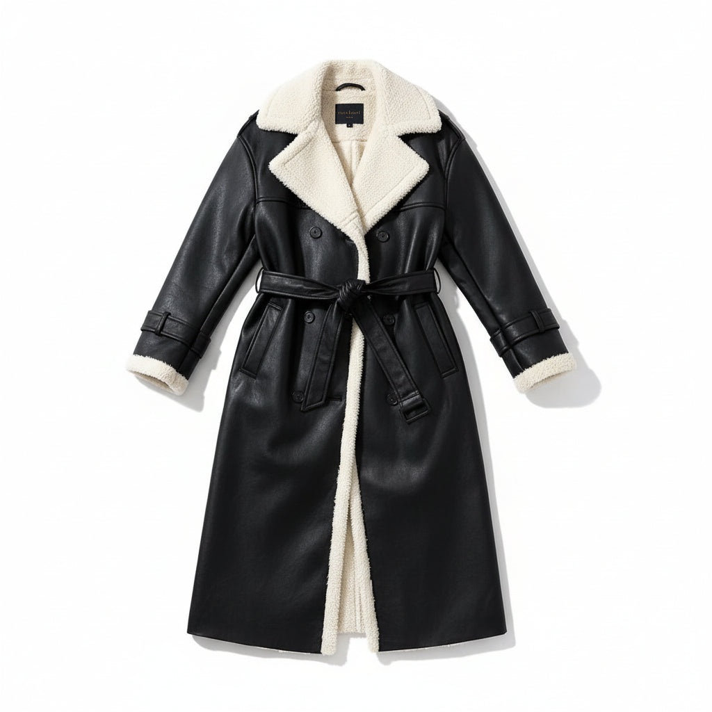 Women’s Double-Breasted Long Trench Coat-Vyana Collective