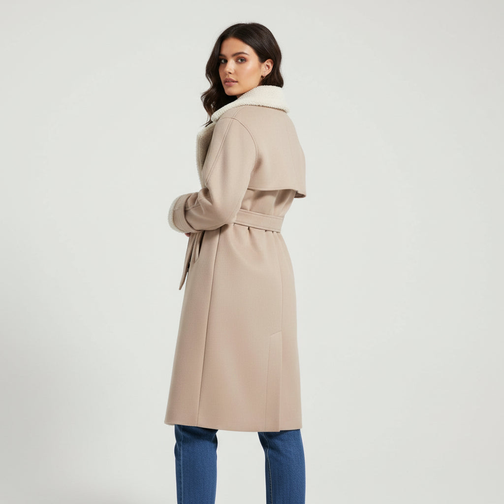 Women’s Double-Breasted Long Trench Coat-Vyana Collective