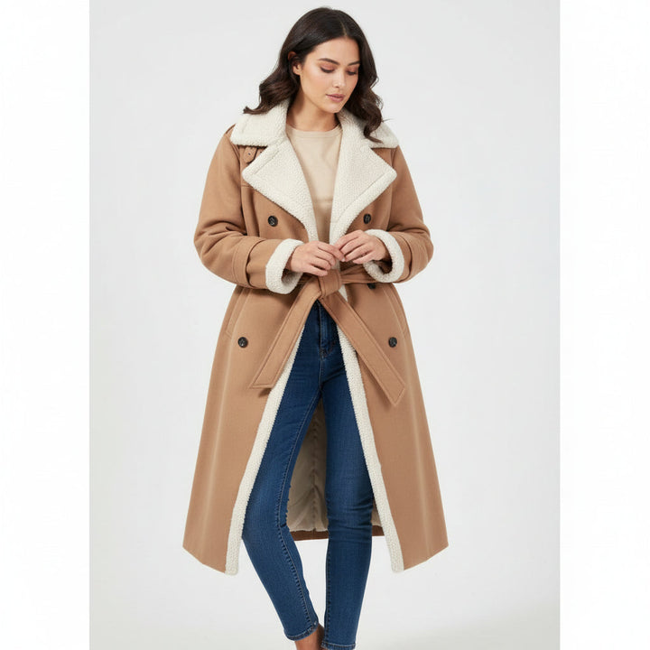 Women’s Double-Breasted Long Trench Coat-Vyana Collective