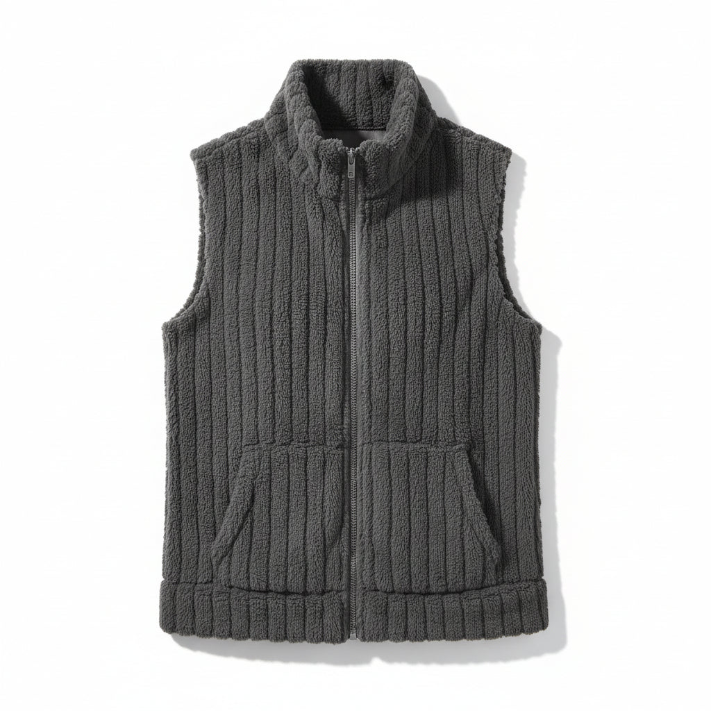 Women’s Double-Sided Plush Zip-Up Vest with Pockets-Vyana Collective