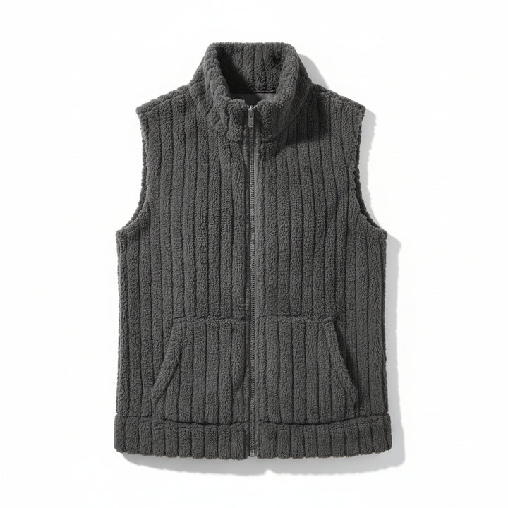 Women’s Double-Sided Plush Zip-Up Vest with Pockets-Vyana Collective
