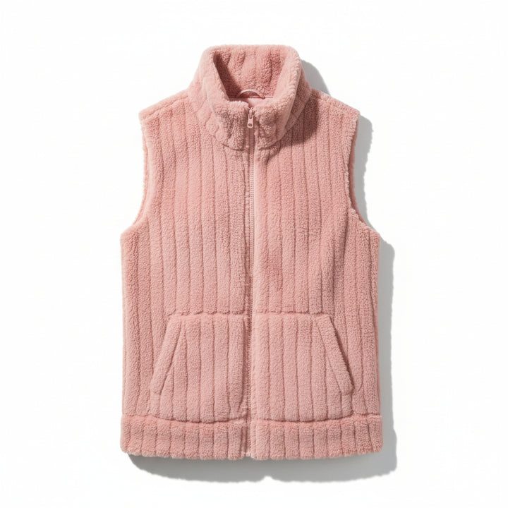 Women’s Double-Sided Plush Zip-Up Vest with Pockets-Vyana Collective