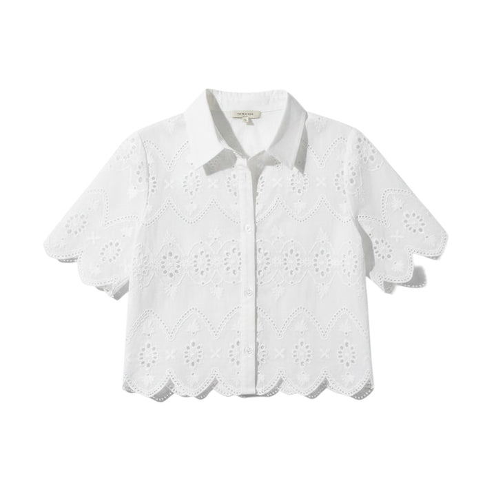Women's Eyelet Embroidered Button-Up Blouse-Vyana Collective