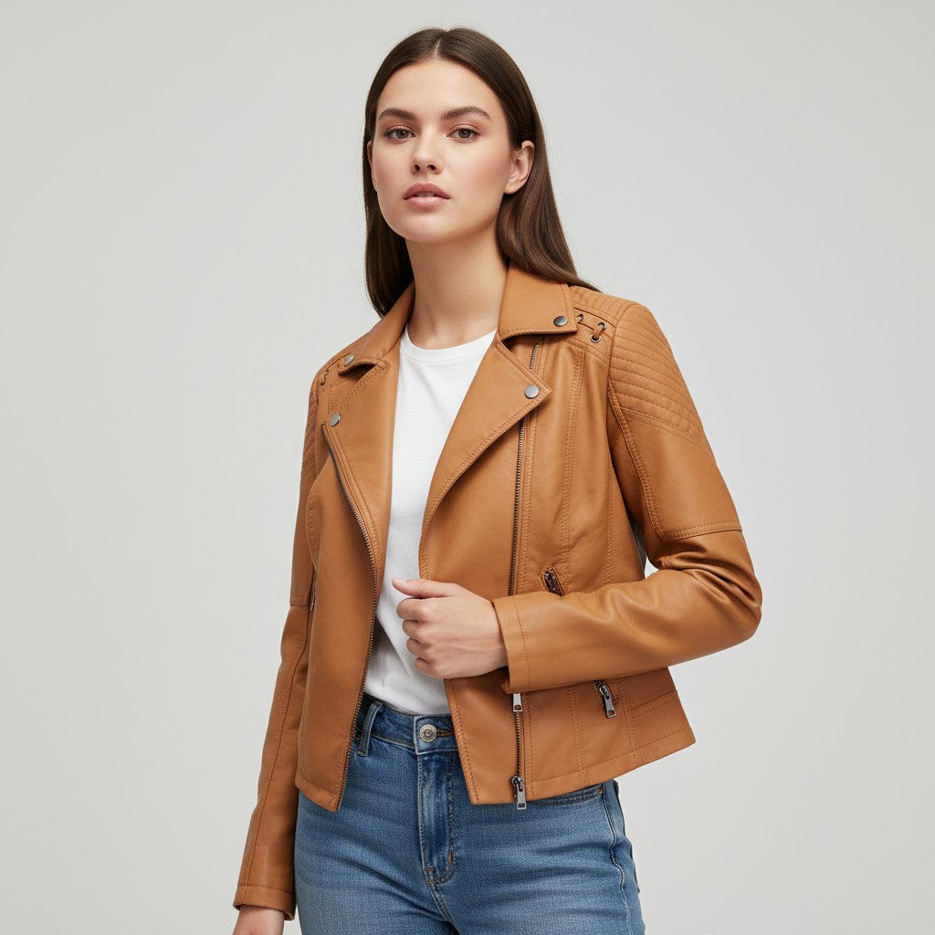 Women’s Faux Leather Jacket for Fall-Vyana Collective