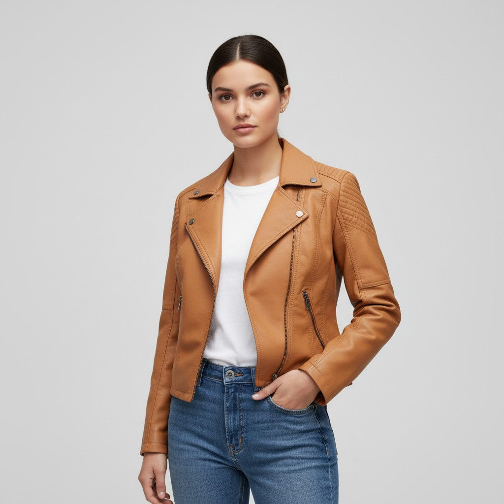 Women’s Faux Leather Jacket for Fall-Vyana Collective