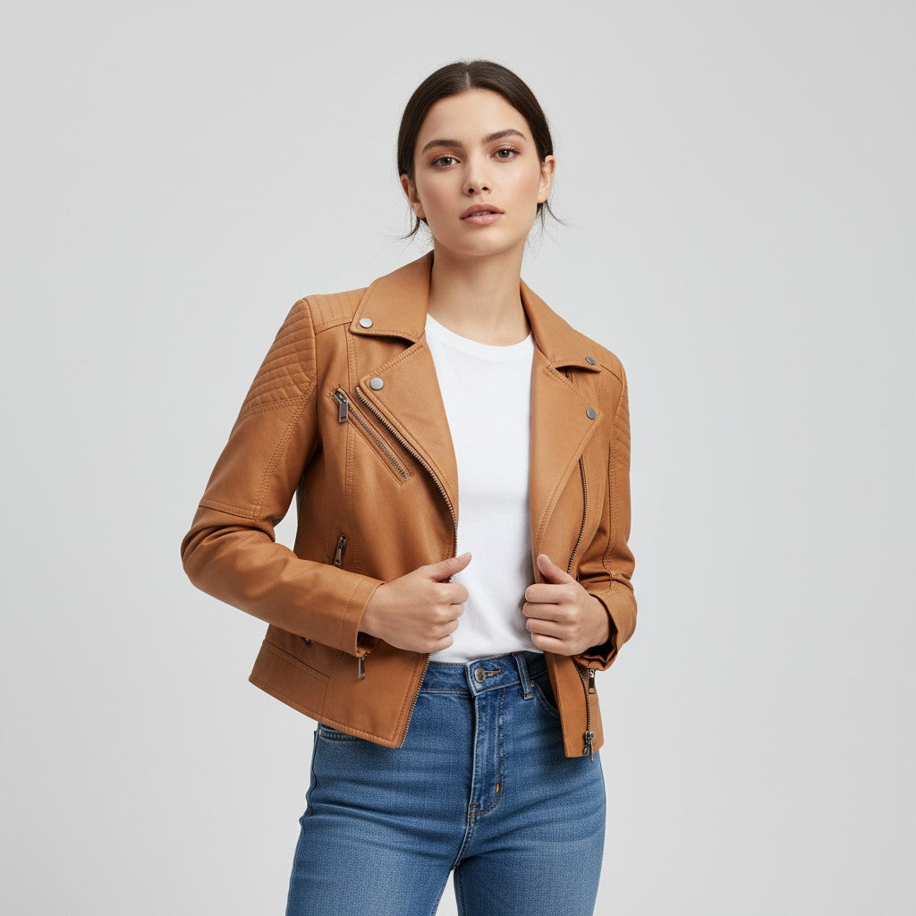 Women’s Faux Leather Jacket for Fall-Vyana Collective