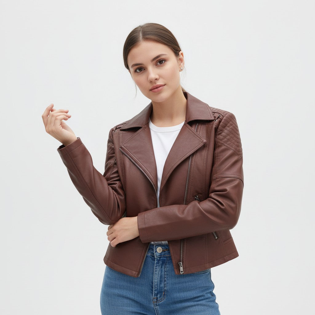 Women’s Faux Leather Jacket for Fall-Vyana Collective