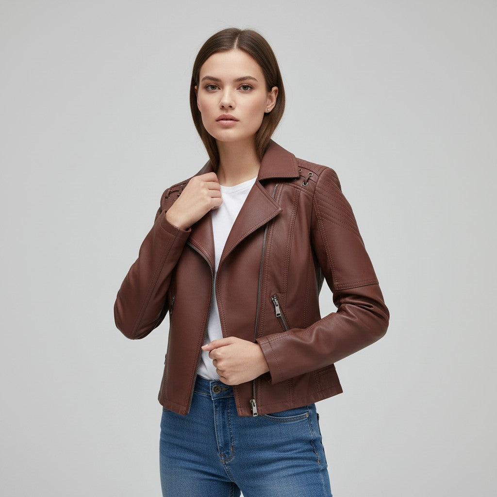 Women’s Faux Leather Jacket for Fall-Vyana Collective