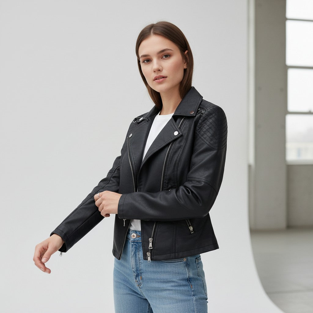 Women’s Faux Leather Jacket for Fall-Vyana Collective