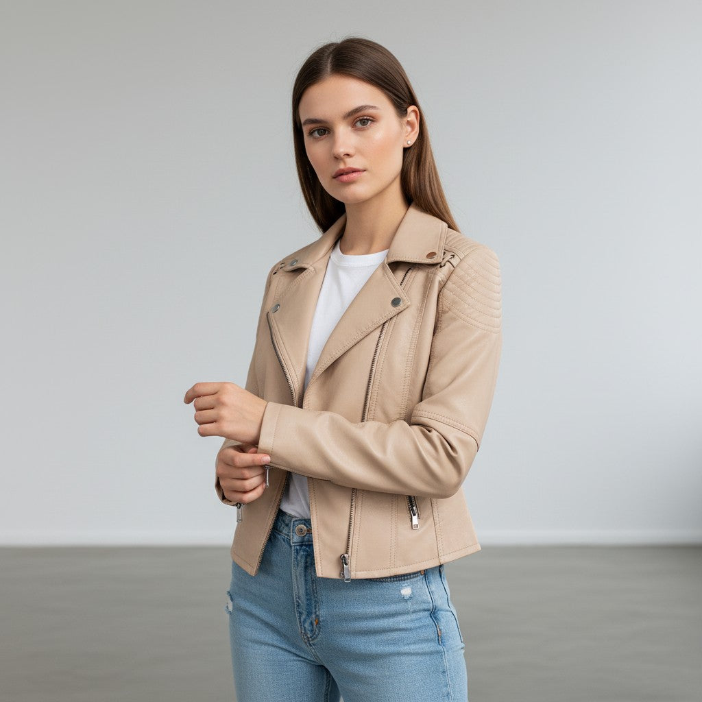 Women’s Faux Leather Jacket for Fall-Vyana Collective