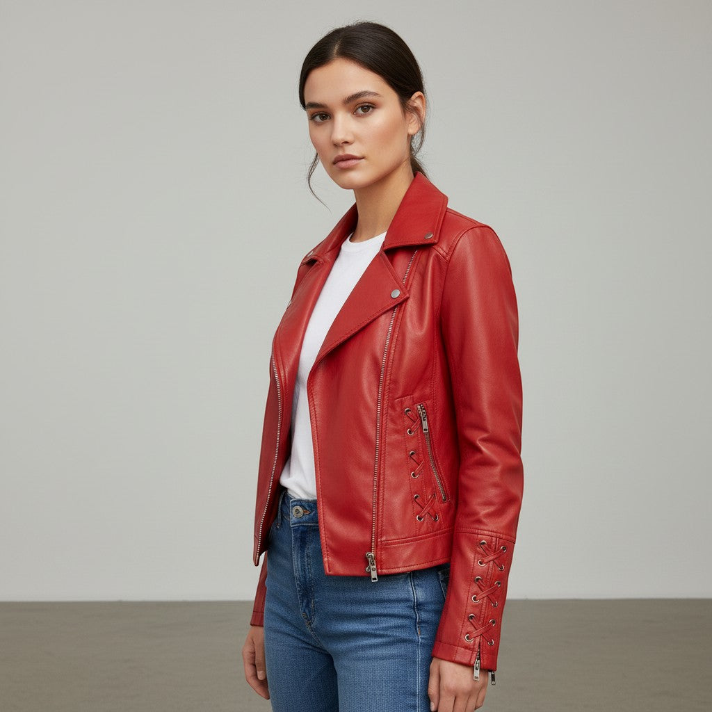 Women's Faux Leather Moto Jacket-Vyana Collective