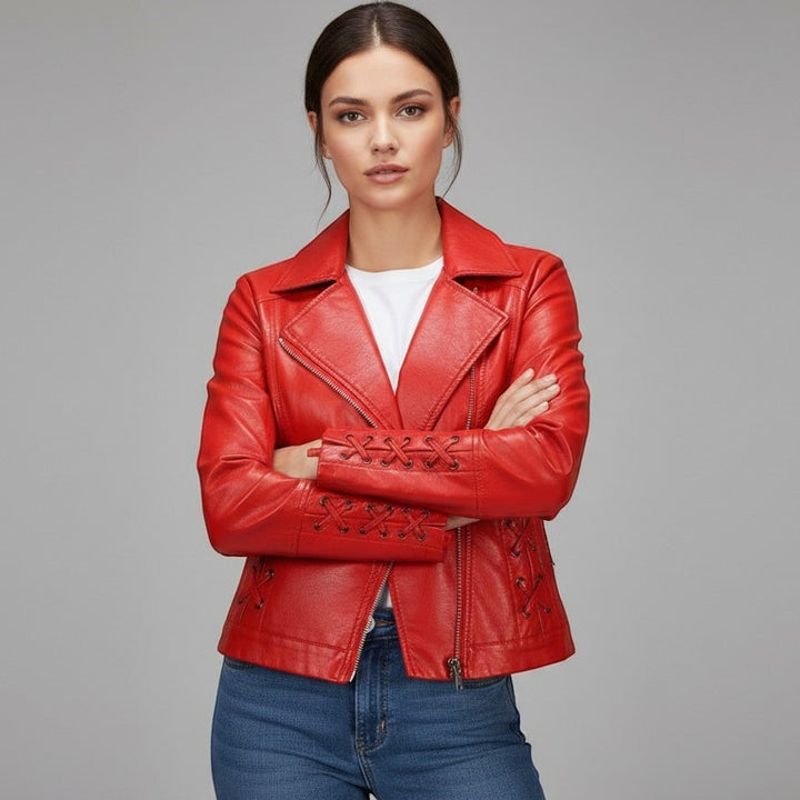 Women's Faux Leather Moto Jacket-Vyana Collective