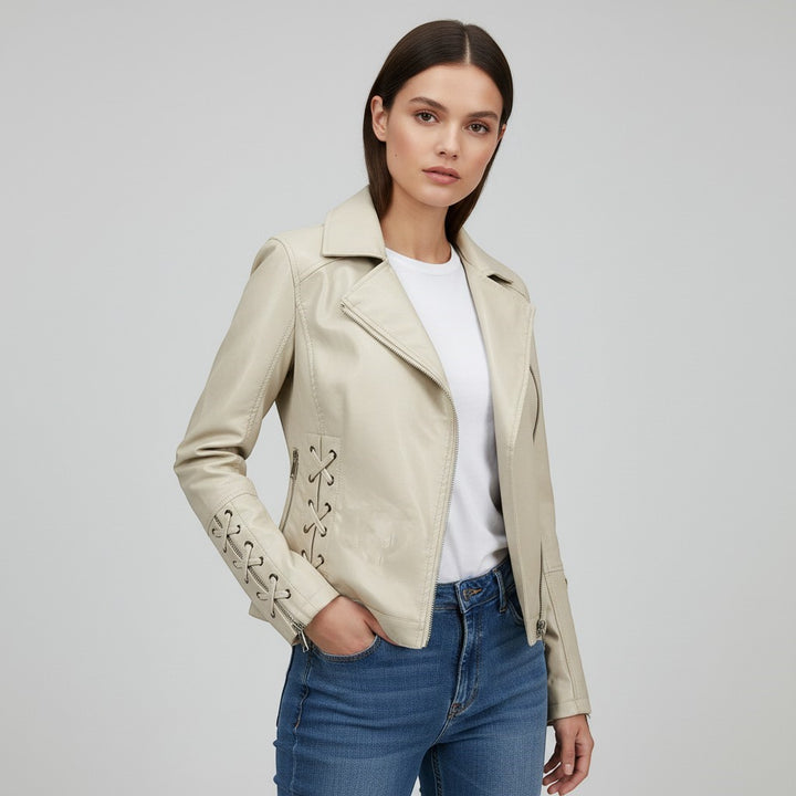 Women's Faux Leather Moto Jacket-Vyana Collective