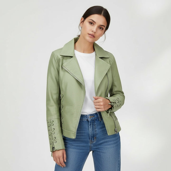 Women's Faux Leather Moto Jacket-Vyana Collective