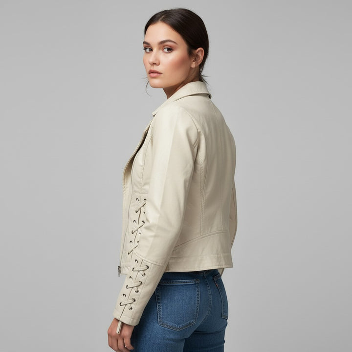 Women's Faux Leather Moto Jacket-Vyana Collective