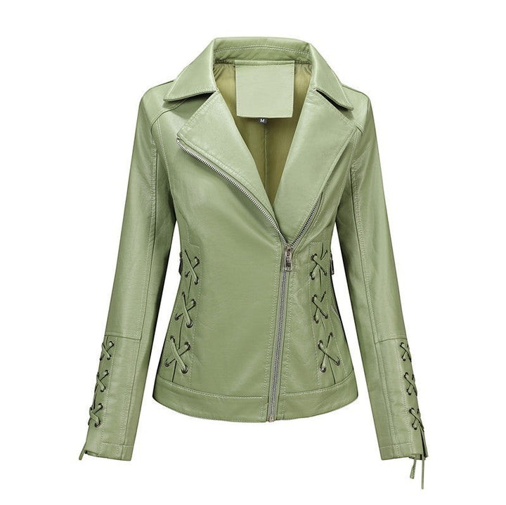 Women's Faux Leather Moto Jacket-Vyana Collective