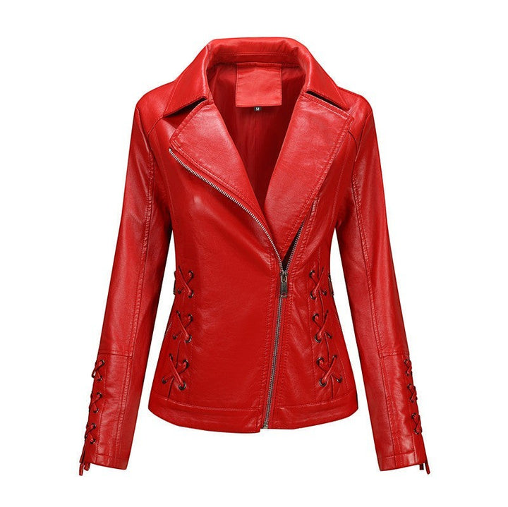 Women's Faux Leather Moto Jacket-Vyana Collective