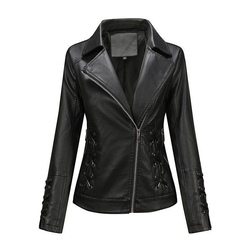 Women's Faux Leather Moto Jacket-Vyana Collective