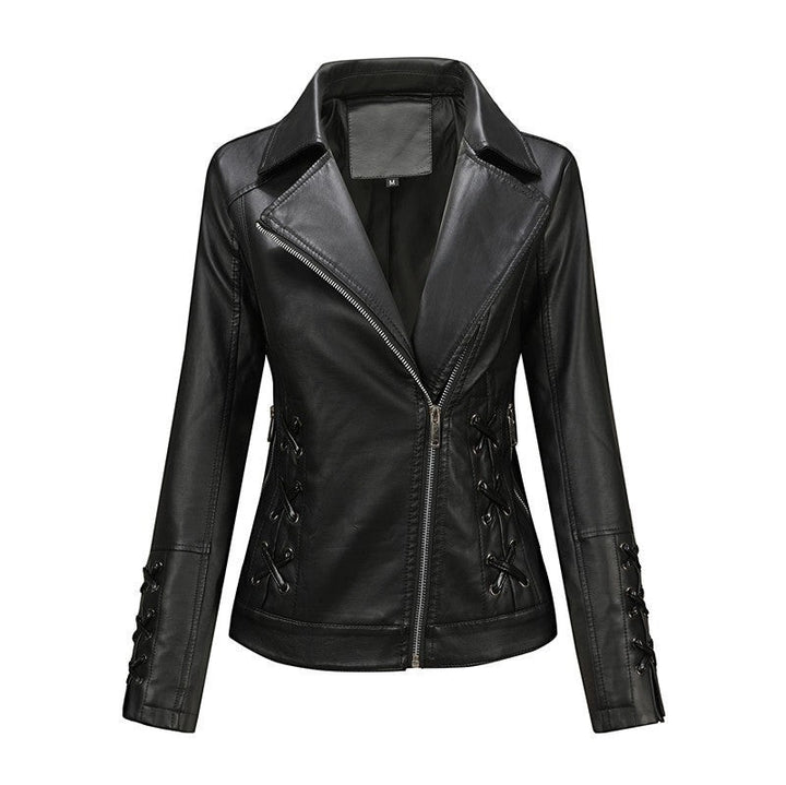 Women's Faux Leather Moto Jacket-Vyana Collective