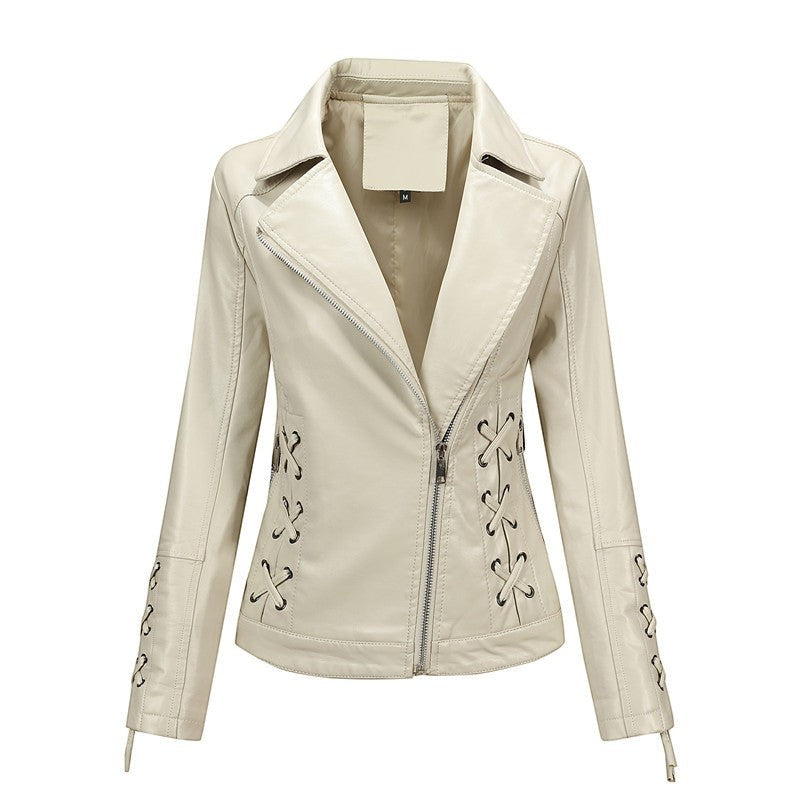 Women's Faux Leather Moto Jacket-Vyana Collective